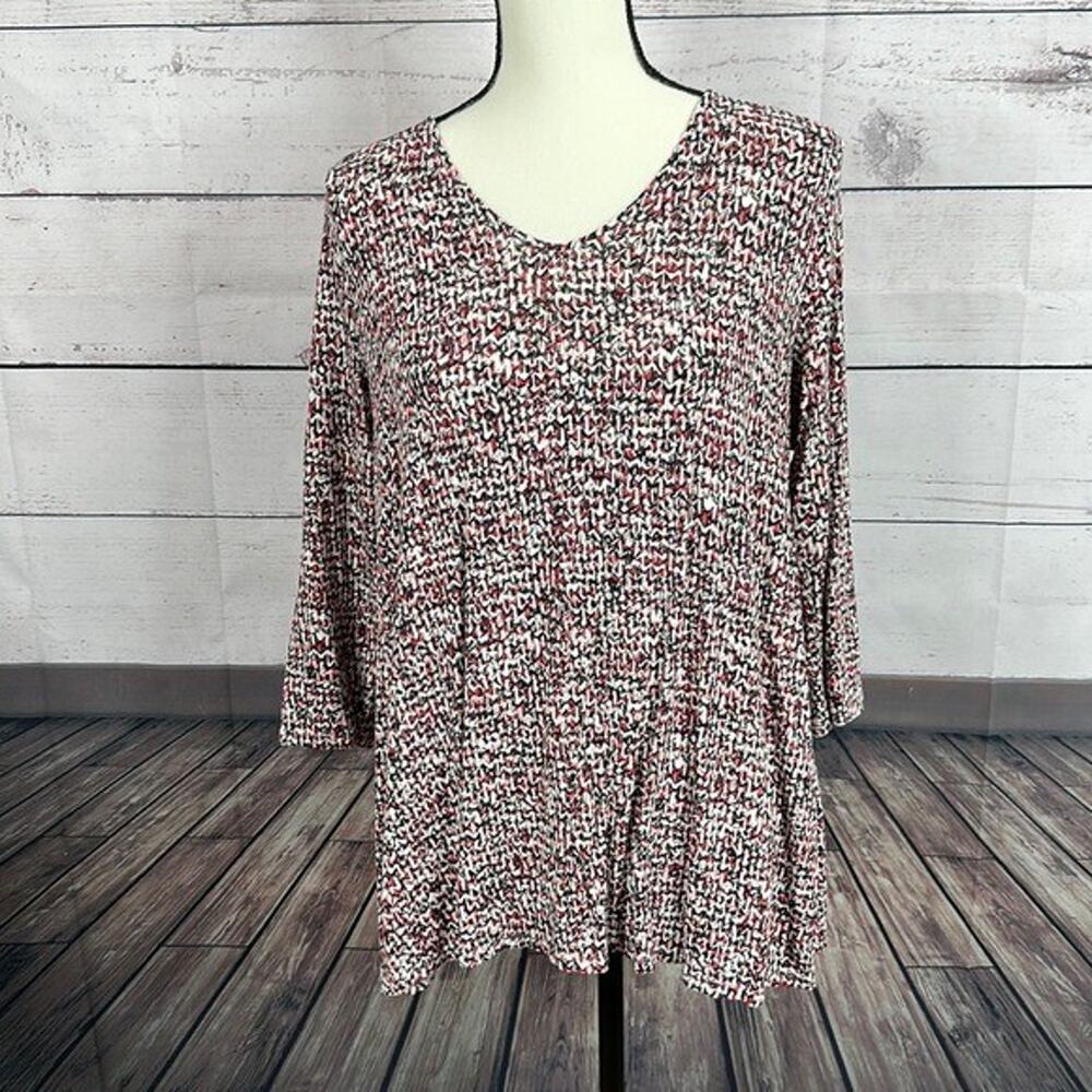 J Jill Shirt Top Womens Medium Petite Wearever Collection Back Button Tunic